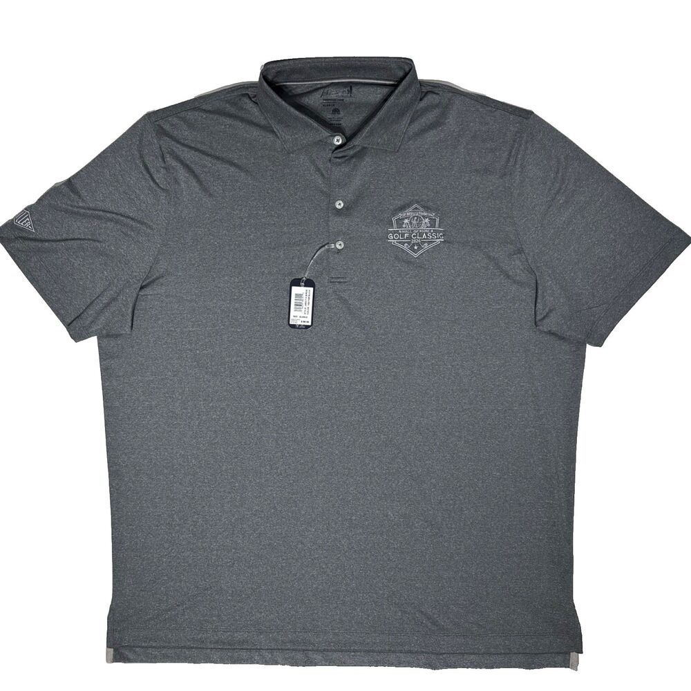 NWT $98 Johnnie-O Dark Gray Heather Golf Polo Shirt Club Logo Men's Size XL (A5)